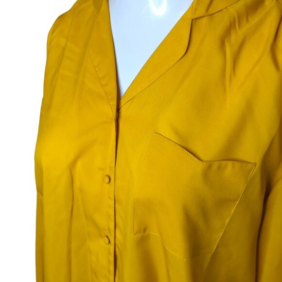 VINTAGE ANN CHABROL Mustard Yellow Button Up Blouse 18 K-Mart Modern Large - Picture 5 of 11
